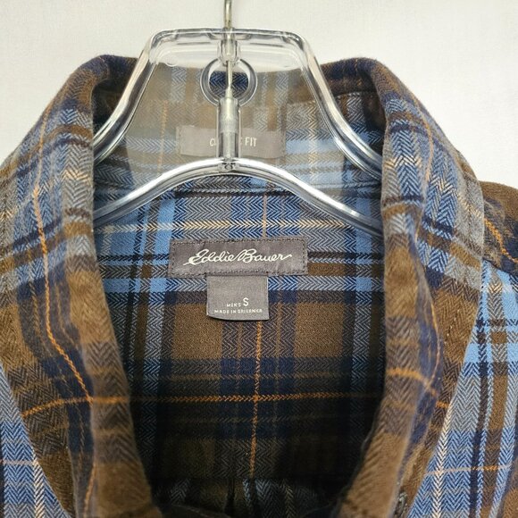 Eddie Bauer Classic Fit Brown and Blue Flannel Shirt, Size S - Picture 5 of 10
